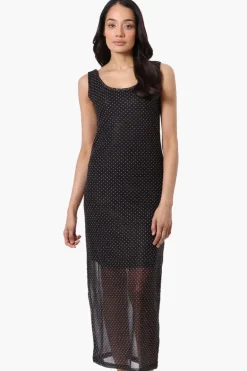 Stylexchange Polka Dot Sheer Maxi Dress - Black