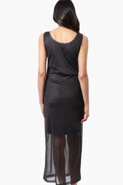 Stylexchange Polka Dot Sheer Maxi Dress - Black