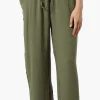 Stylexchange Tie Waist Wide Leg Crinkled Pants - Olive