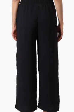 Stylexchange Tie Waist Wide Leg Crinkled Pants - Black