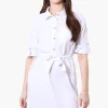 Stylexchange Vintage Belted Roll Up Sleeve Day Dress - White