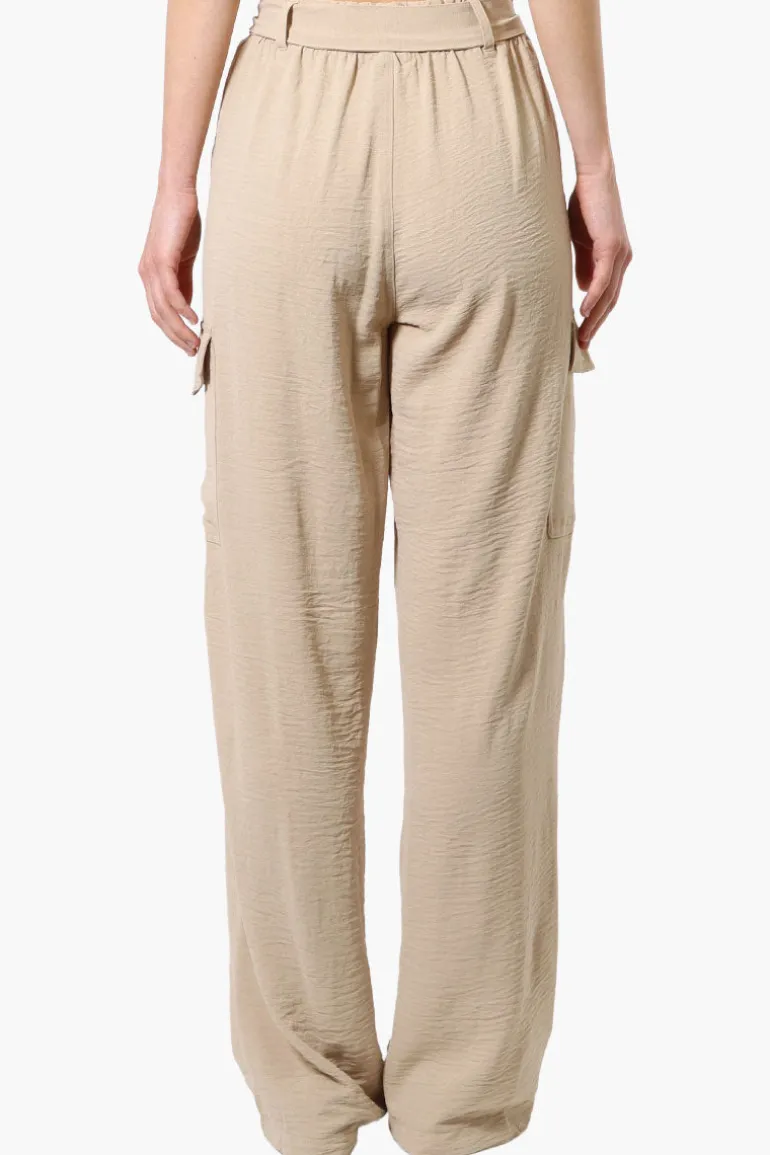 Stylexchange Vintage Belted Cargo Pants - Beige