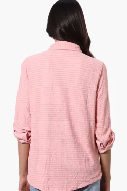 Stylexchange Vintage Button Down Roll Up Sleeve Shirt - Pink