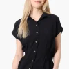 Stylexchange Vintage Cinched Waist Button Down Shirt - Black