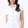 Stylexchange Vintage Cinched Waist Button Down Shirt - White