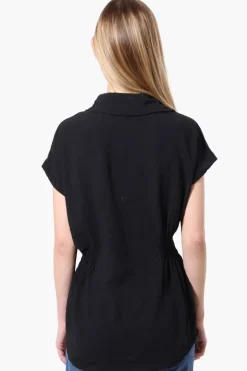 Stylexchange Vintage Cinched Waist Button Down Shirt - Black