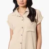 Stylexchange Vintage Short Sleeve Button Down Shirt - Cream