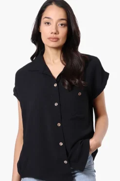 Stylexchange Vintage Short Sleeve Button Down Shirt - Black