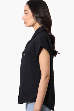 Stylexchange Vintage Short Sleeve Button Down Shirt - Black