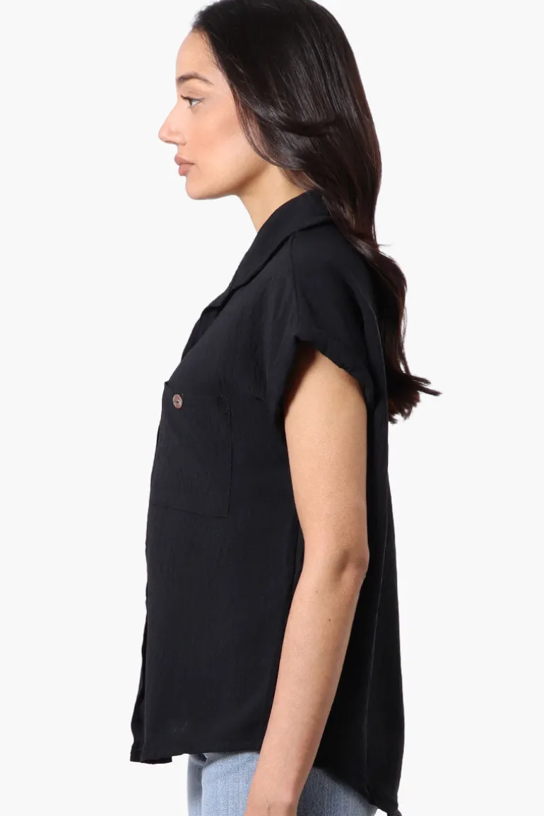 Stylexchange Vintage Short Sleeve Button Down Shirt - Black