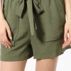 Stylexchange Vintage Solid Belted Shorts - Olive