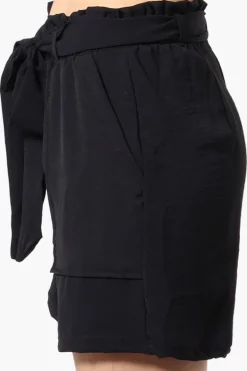 Stylexchange Vintage Solid Belted Shorts - Black
