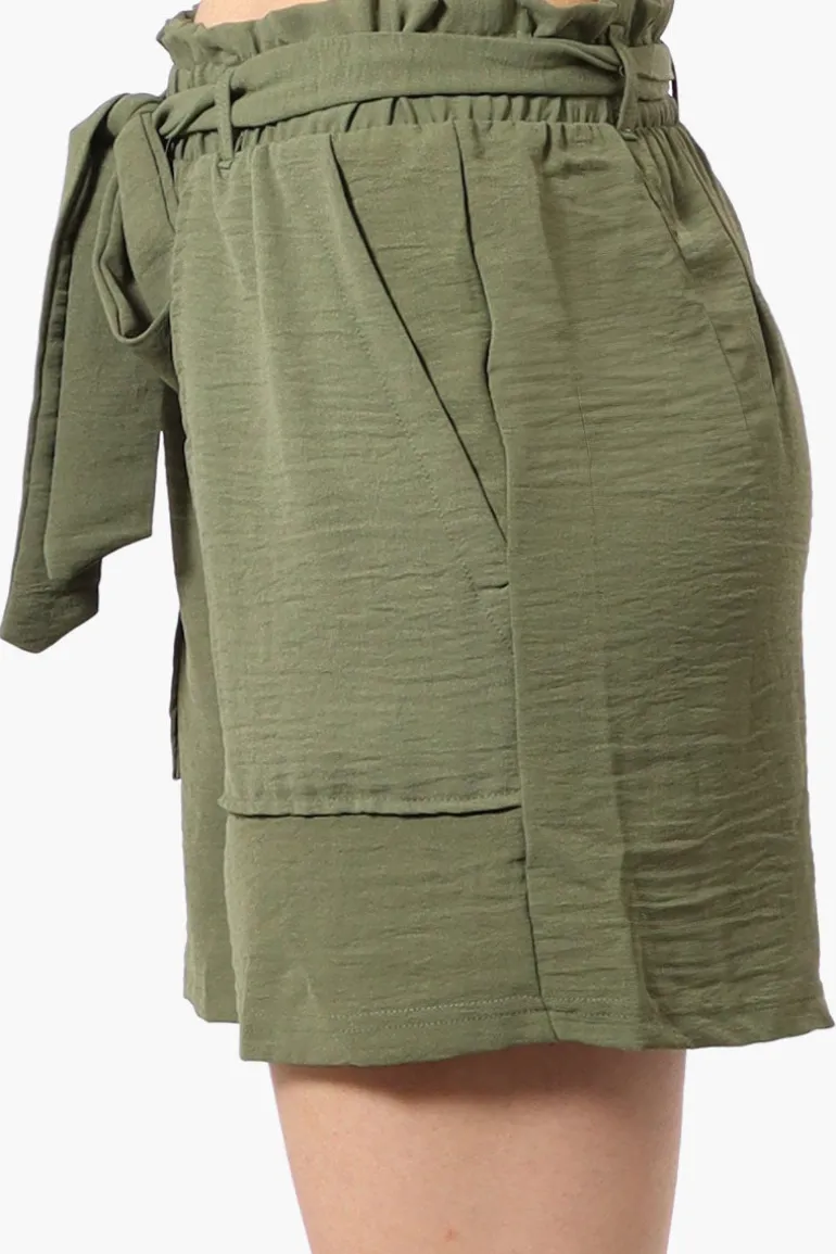 Stylexchange Vintage Solid Belted Shorts - Olive