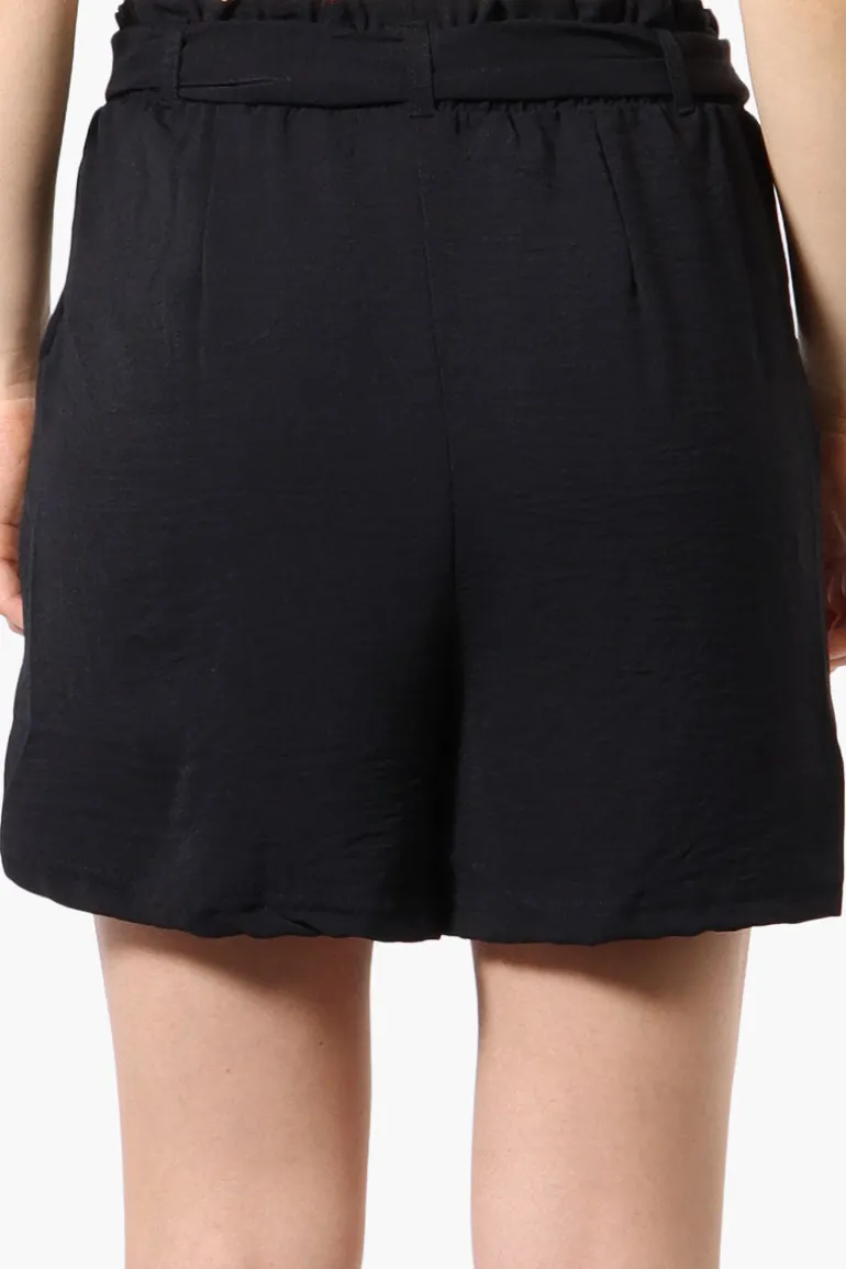Stylexchange Vintage Solid Belted Shorts - Black