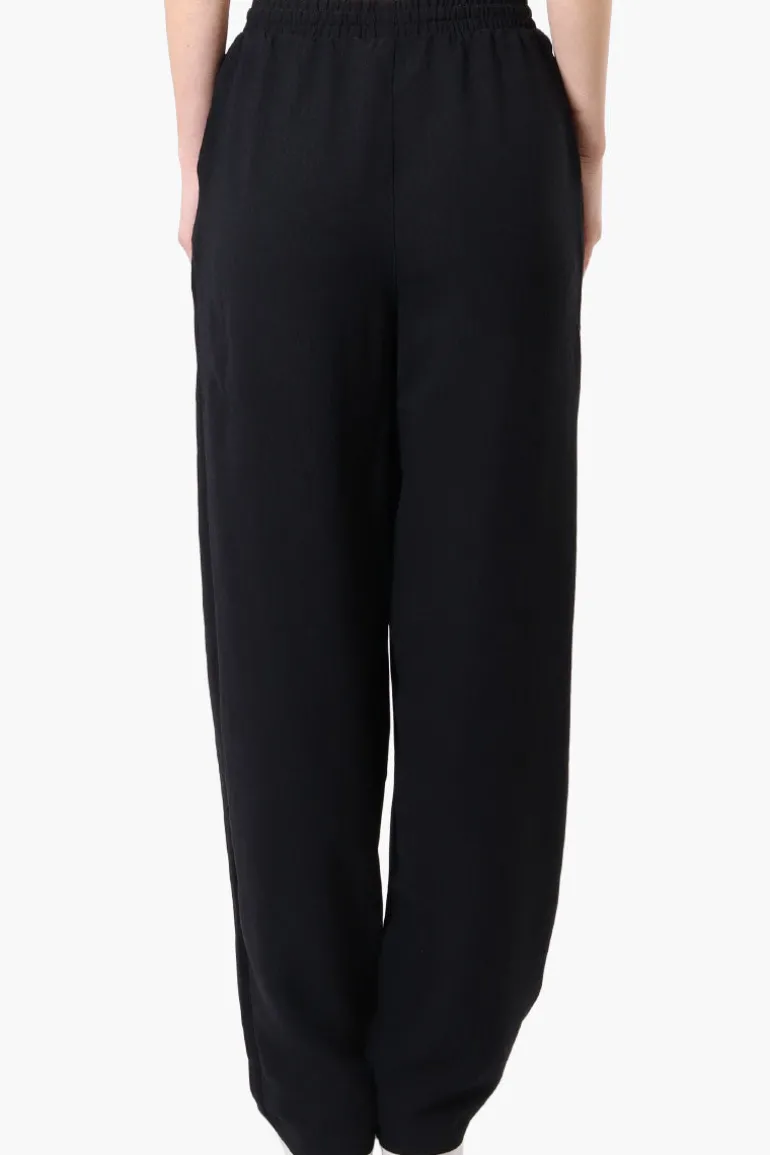 Stylexchange Vintage Solid Tie Waist Palazzo Pants - Black