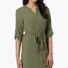 Urbanology Button Down Belted Day Dress - Olive