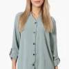 Urbanology Button Down Roll Up Sleeve Shirt - Mint