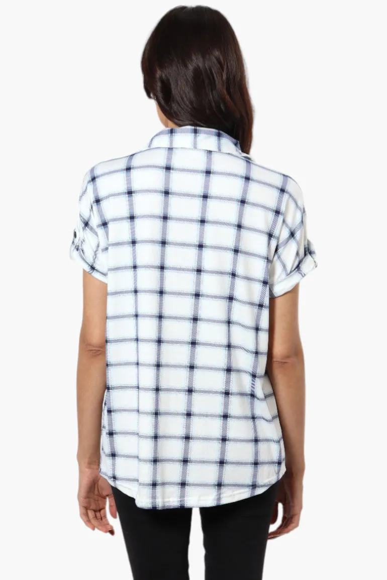 Urbanology Plaid Front Flap Pocket Shirt - White