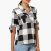Urbanology Plaid Tie Sleeve Shirt - Black