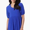 Urbanology Short Sleeve Babydoll Day Dress - Blue
