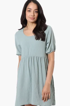 Urbanology Short Sleeve Babydoll Day Dress - Mint