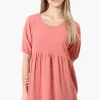Urbanology Short Sleeve Babydoll Day Dress - Pink