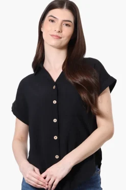 Urbanology Short Sleeve Button Down Shirt - Black