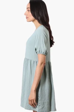 Urbanology Short Sleeve Babydoll Day Dress - Mint