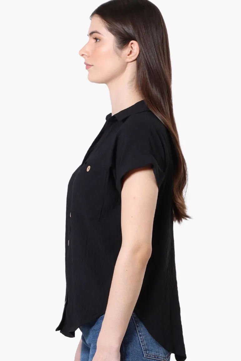 Urbanology Short Sleeve Button Down Shirt - Black