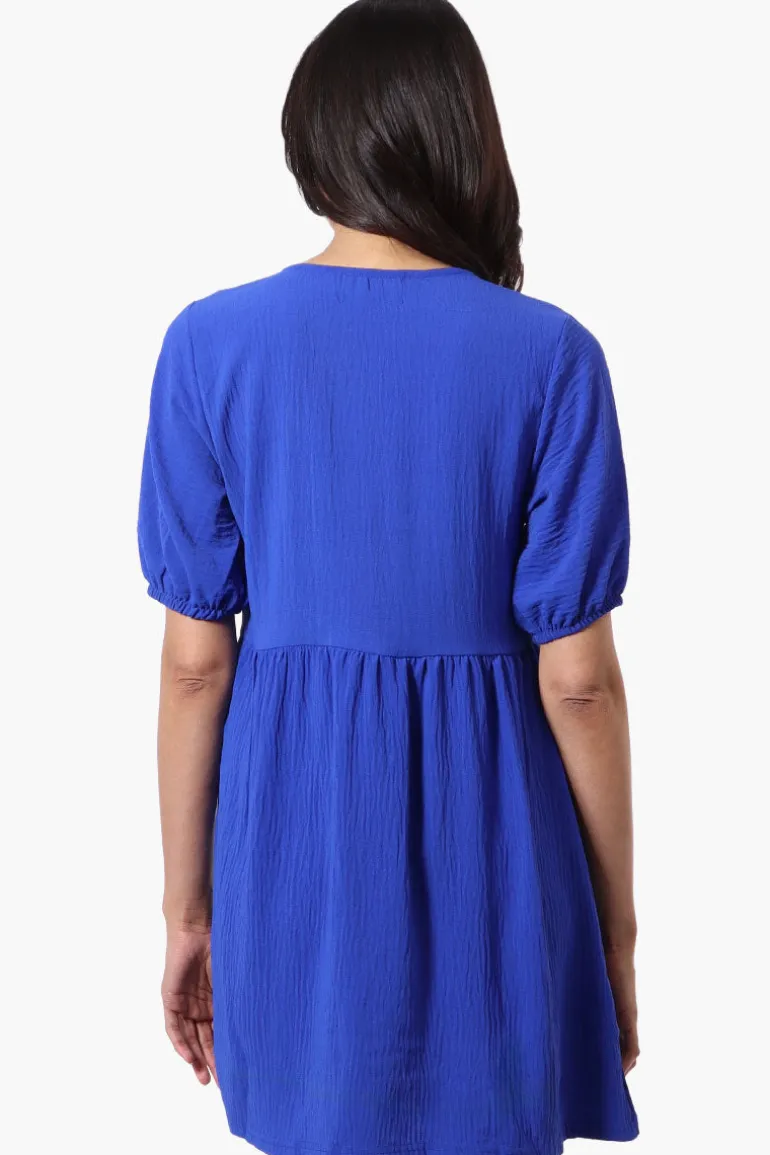 Urbanology Short Sleeve Babydoll Day Dress - Blue