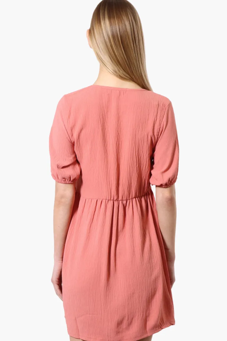 Urbanology Short Sleeve Babydoll Day Dress - Pink