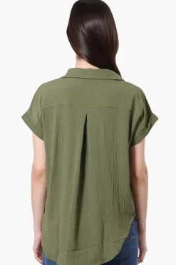 Urbanology Short Sleeve Button Down Shirt - Olive