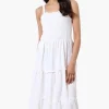 Urbanology Smocked Tiered Maxi Dress - White