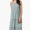 Urbanology Smocked Tiered Maxi Dress - Mint