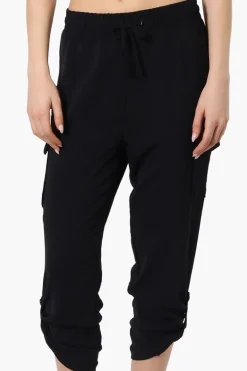 Urbanology Tie Waist Cargo Pocket Pants - Black