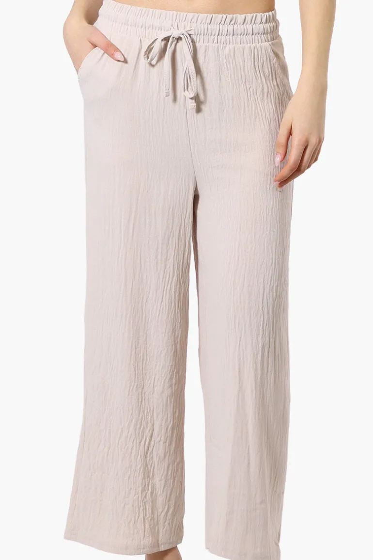 Urbanology Tie Waist Culotte Pants - Beige