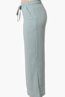 Urbanology Tie Waist Culotte Pants - Mint