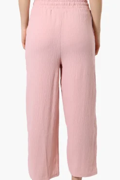 Urbanology Tie Waist Culotte Pants - Pink