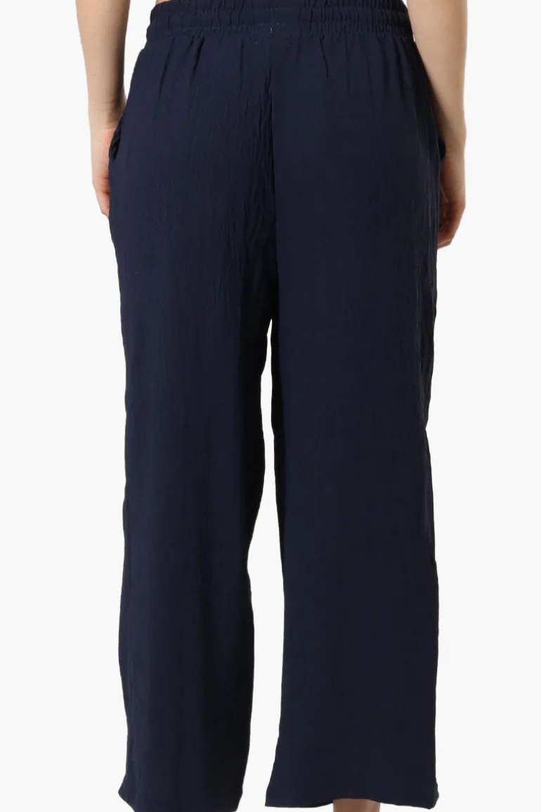 Urbanology Tie Waist Culotte Pants - Navy