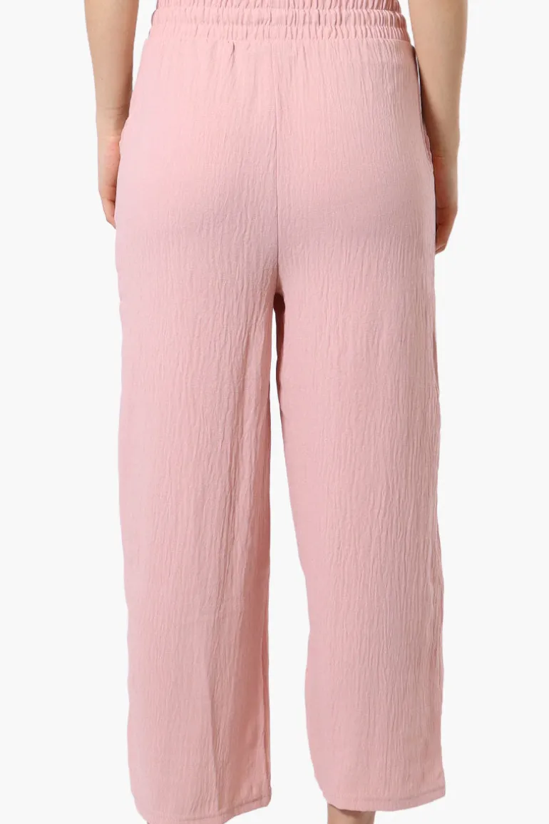 Urbanology Tie Waist Culotte Pants - Pink